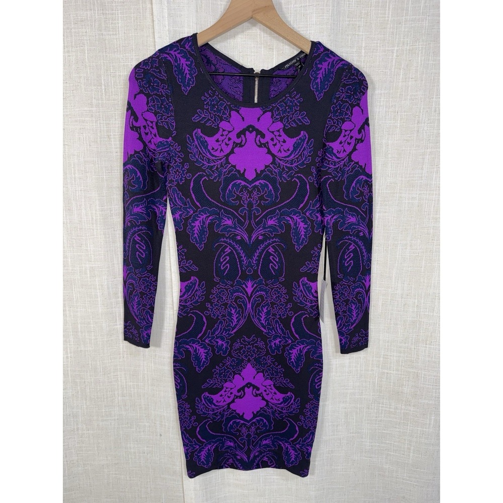 NWT FELICITY & COCO Jacquard Sweater Body-Con Dress Women's Sz Small Knit Midi